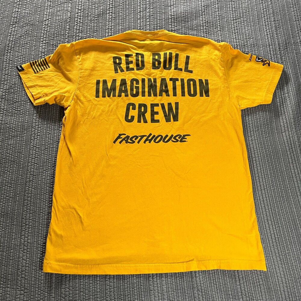 Fasthouse Red Bull Imagination Crew T-Shirt Yellow Large Motocross Surf Tee